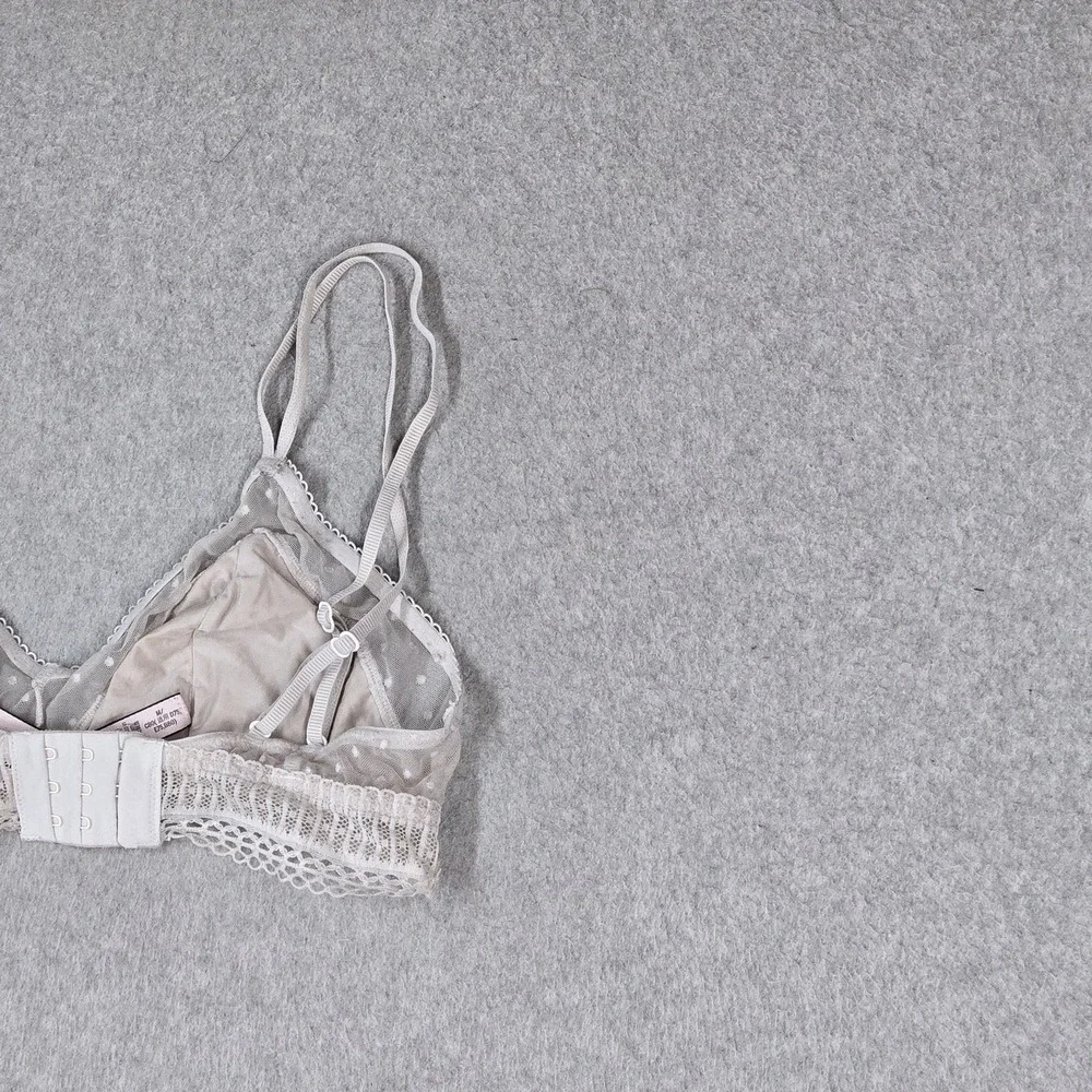 Victoria's Secret Women Bra Medium Beige Polka Dot Bralette Wireless Lace Mesh